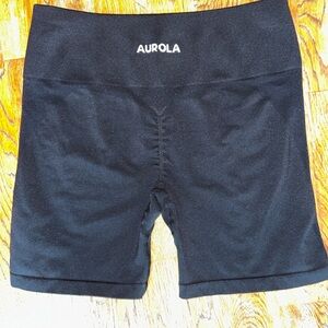 AUROLA Black Seamless Scrunch Biker Shorts High Waisted Gym